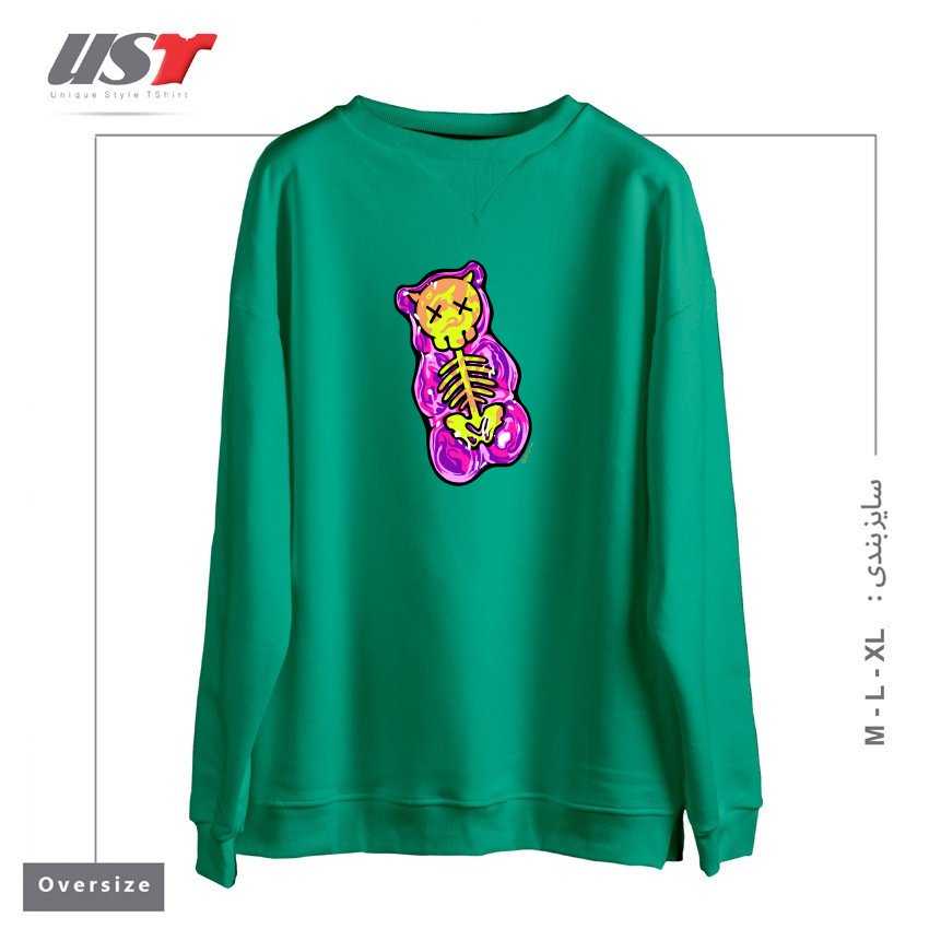 طرح SCUMMY BEAR (PINK) سوییشرت اورسایزرنگ سبز سدری