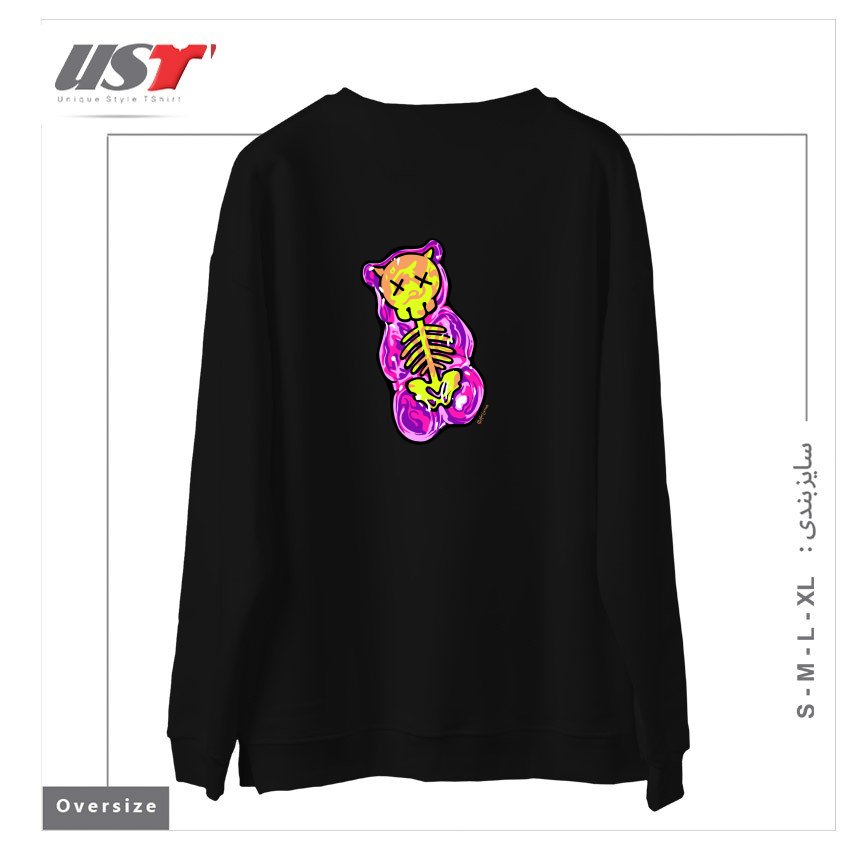 طرح SCUMMY BEAR (PINK) سوییشرت اورسایزرنگ مشکی