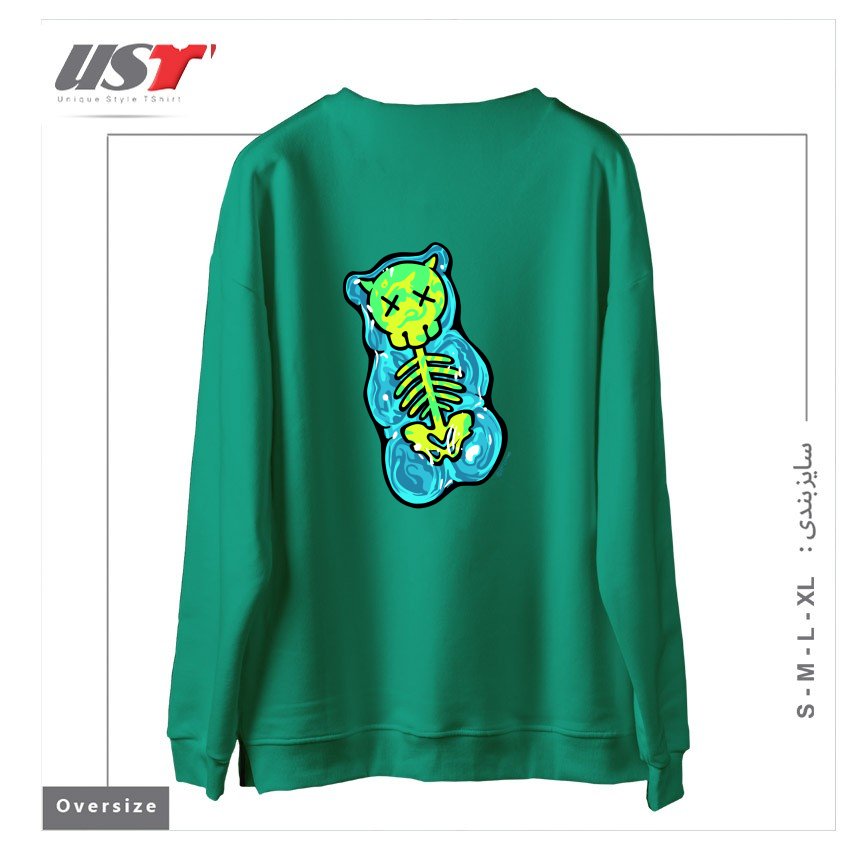 طرح SCUMMY BEAR (BLUE) سوییشرت اورسایزرنگ سبز سدری