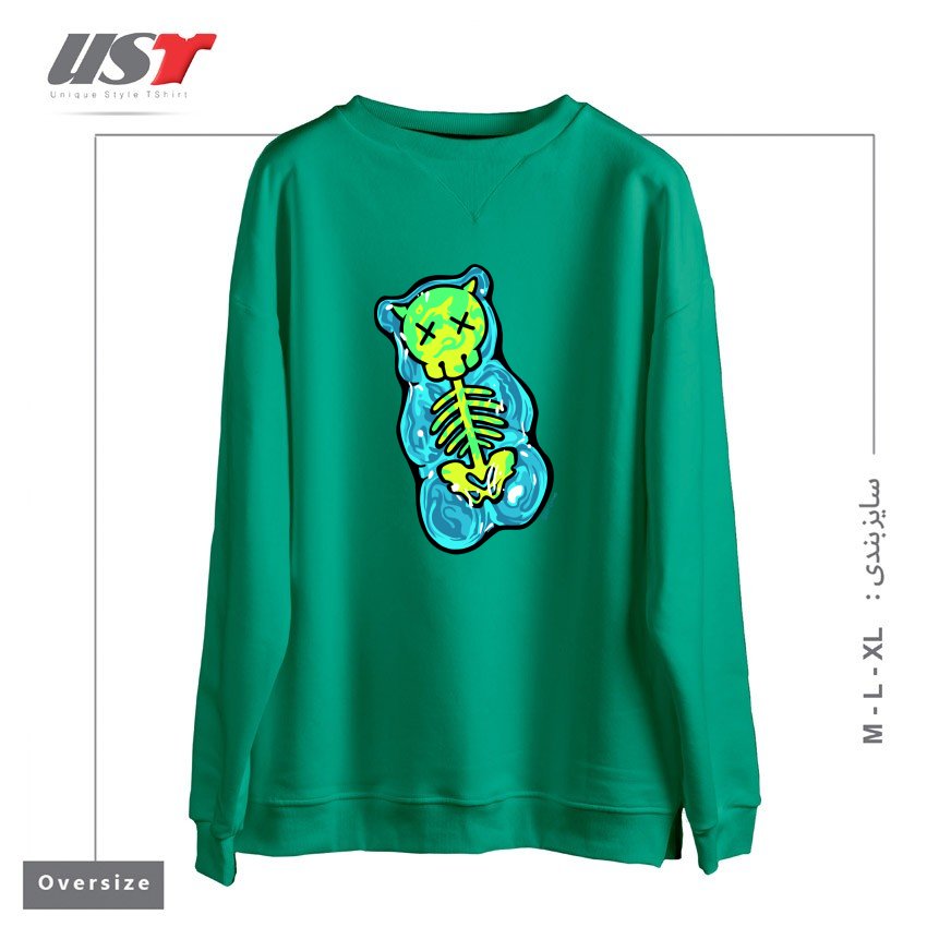 طرح SCUMMY BEAR (BLUE) سوییشرت اورسایزرنگ سبز سدری