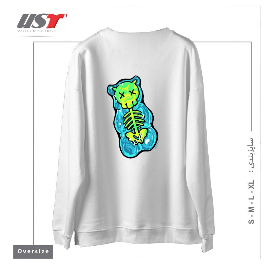 طرح SCUMMY BEAR (BLUE) سوییشرت اورسایزرنگ سفید
