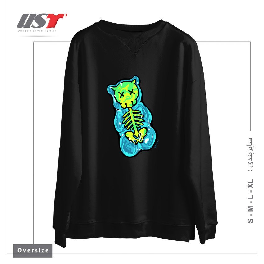 طرح SCUMMY BEAR (BLUE) سوییشرت اورسایزرنگ مشکی