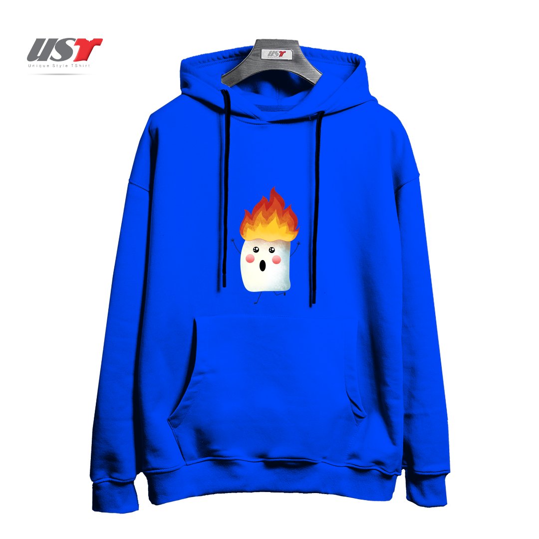 طرح RUNNING FAST هودی اورسایزرنگ آبی شالی