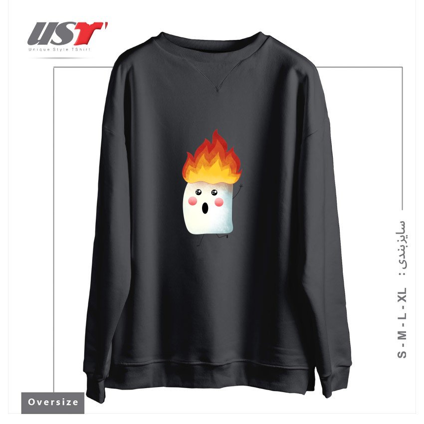 طرح RUNNING FAST سوییشرت اورسایزرنگ دودی