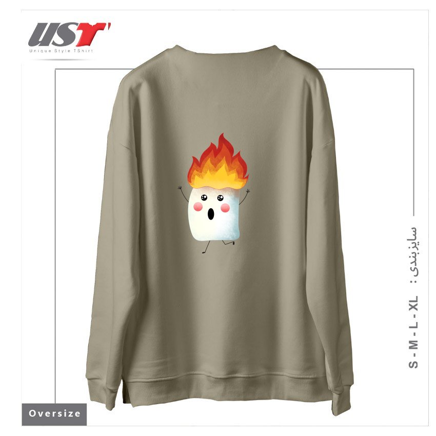 طرح RUNNING FAST سوییشرت اورسایزرنگ نخودی