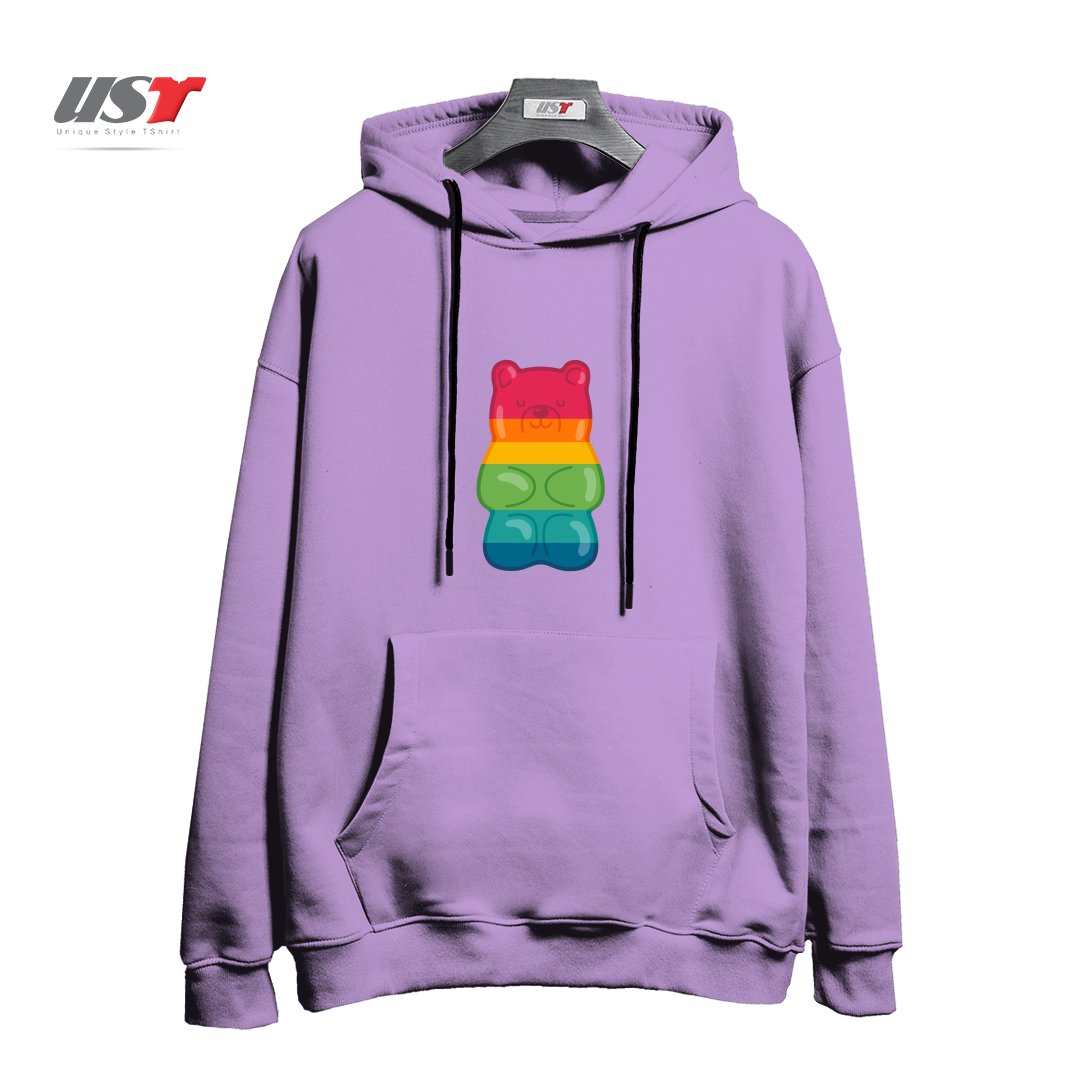 طرح RAINBOW GUMMY BEAR هودی اورسایزرنگ یاسی