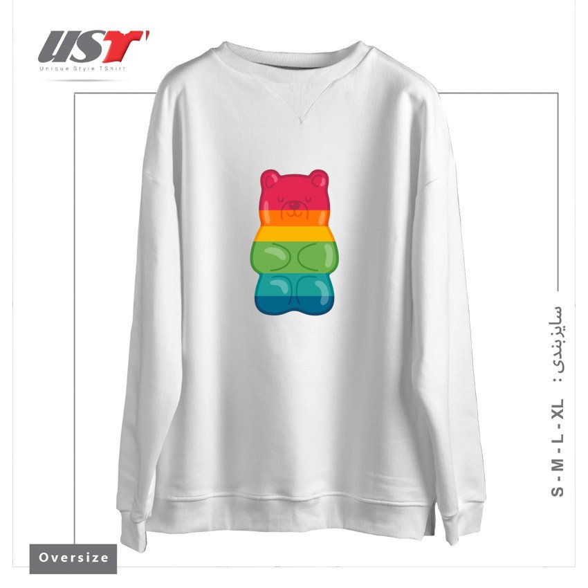 سوییشرت اورسایز طرح RAINBOW GUMMY BEAR