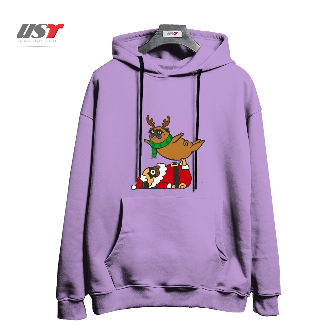 طرح ACROYOGA PUGS XMAS هودی اورسایزرنگ یاسی