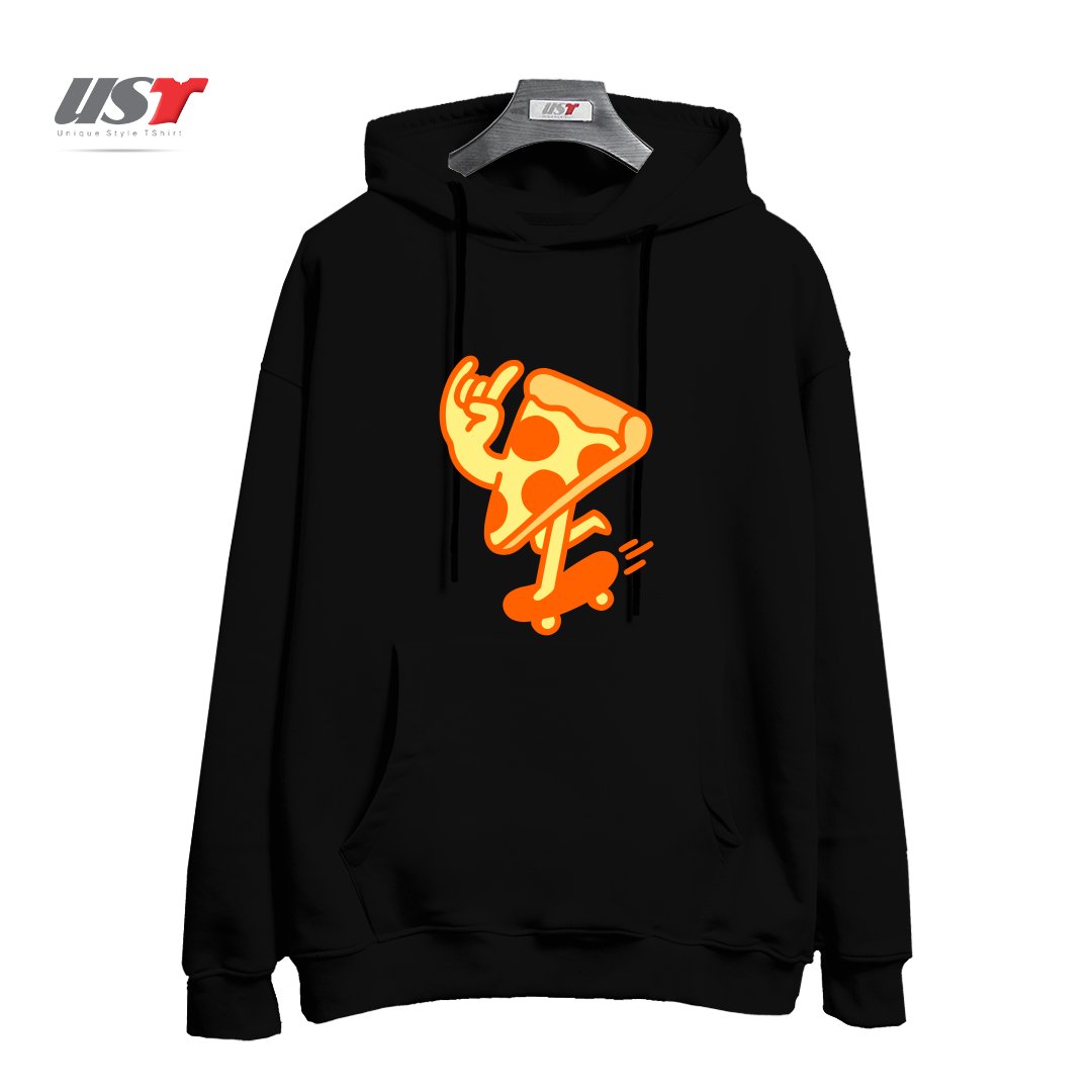 طرح RAD PIZZA هودی اورسایزرنگ مشکی