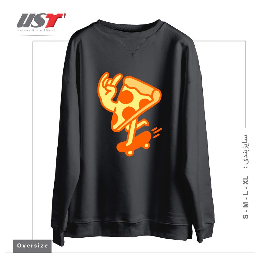 طرح RAD PIZZA سوییشرت اورسایزرنگ دودی