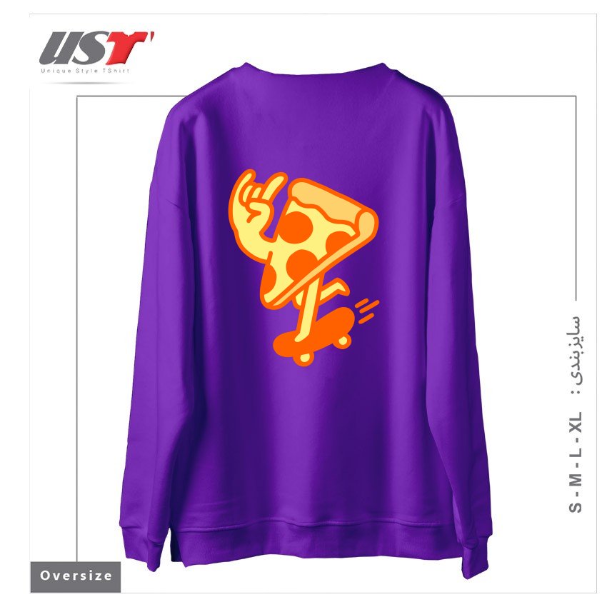 طرح RAD PIZZA سوییشرت اورسایزرنگ بنفش