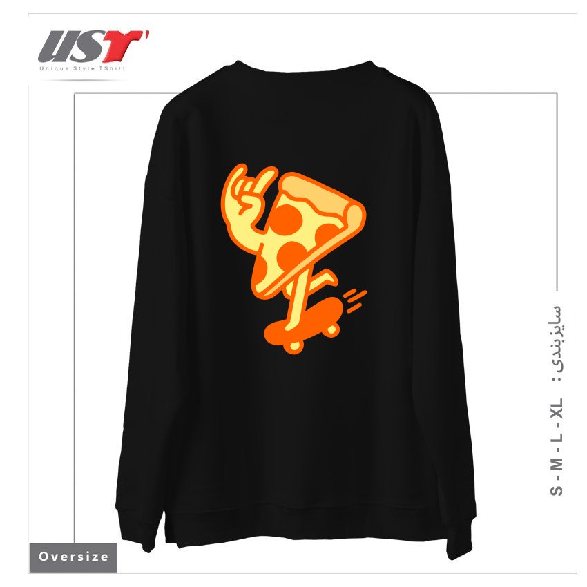 طرح RAD PIZZA سوییشرت اورسایزرنگ مشکی
