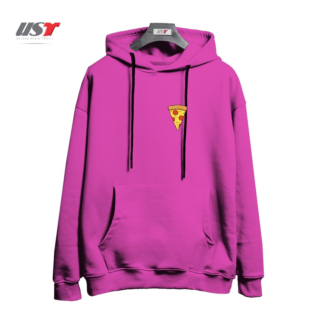 طرح PIZZA هودی اورسایزرنگ صورتی