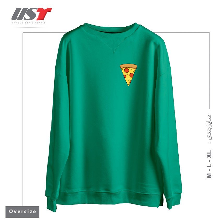 طرح PIZZA سوییشرت اورسایزرنگ سبز سدری