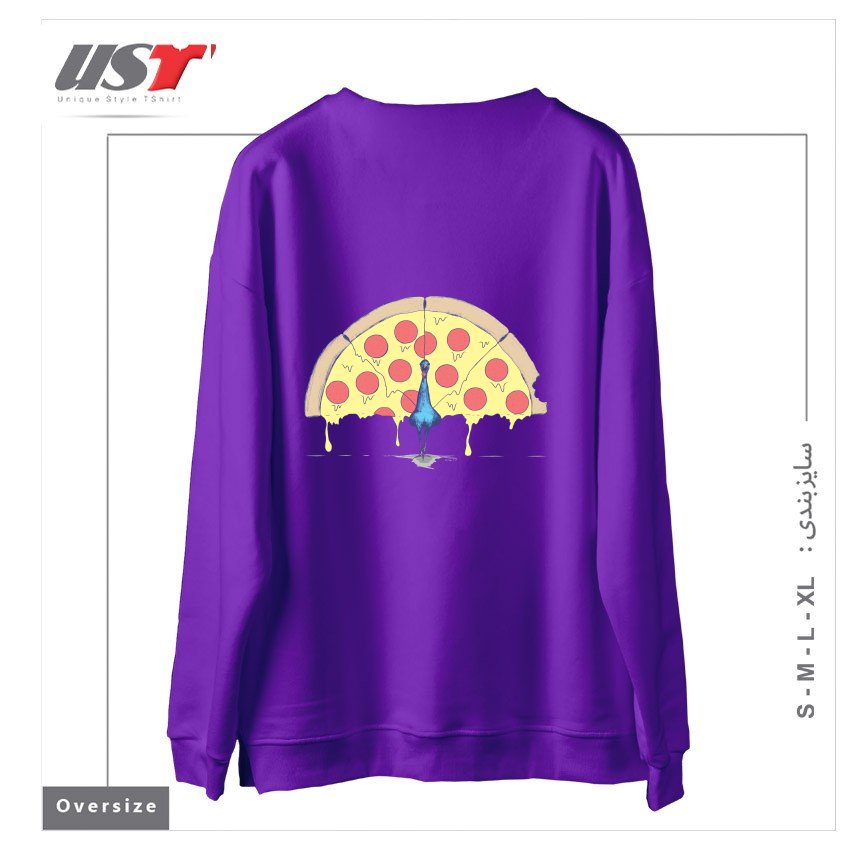 طرح PIZZA PEACOCK2 سوییشرت اورسایزرنگ بنفش