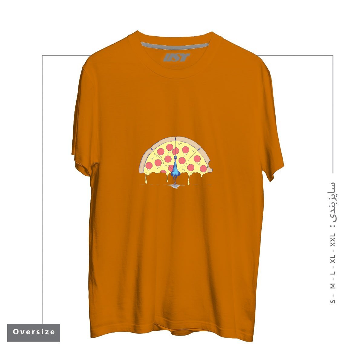 تیشرت اورسایز طرح PIZZA PEACOCK2
