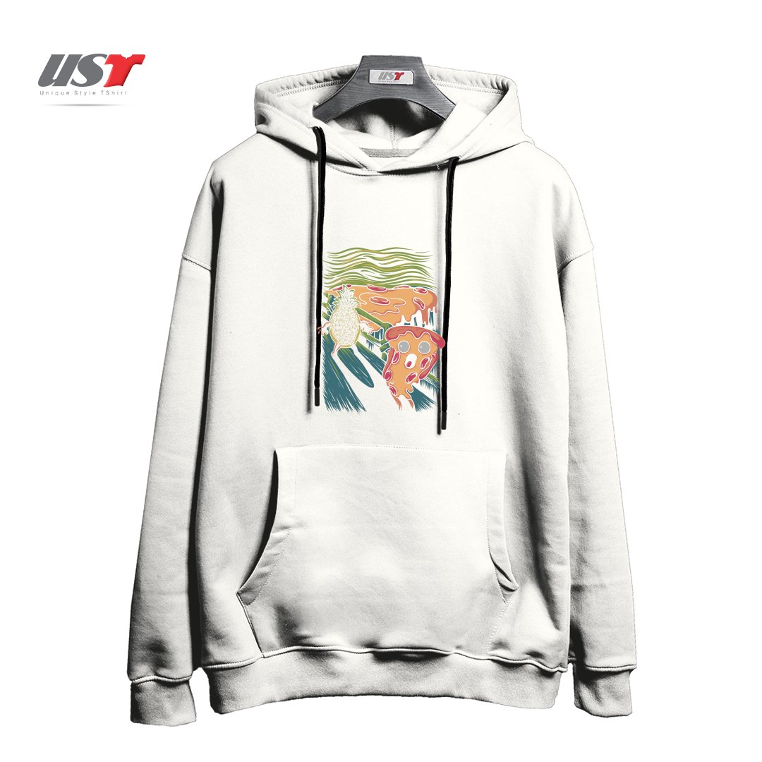 طرح PIZZA NIGHTMARE هودی اورسایزرنگ سفید