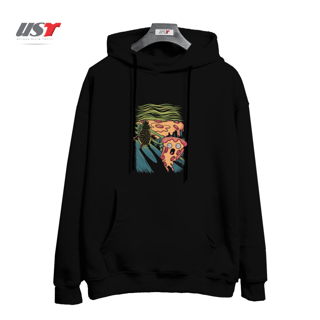 طرح PIZZA NIGHTMARE هودی اورسایزرنگ مشکی