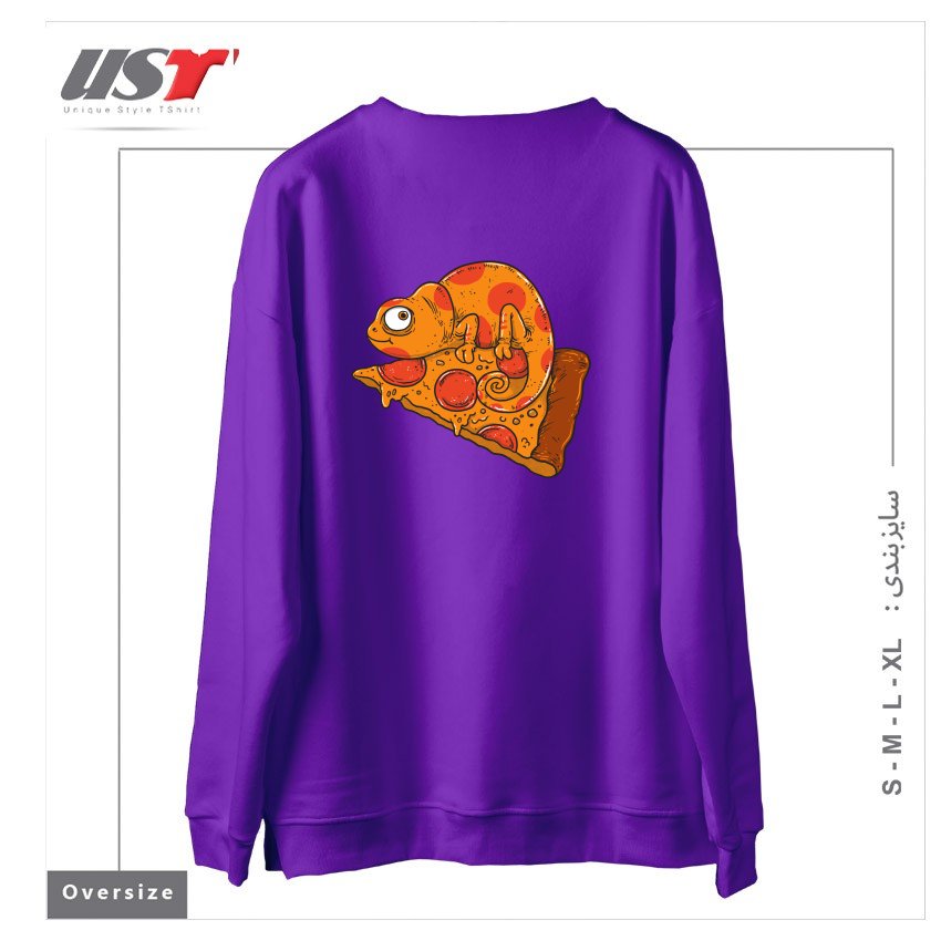 طرح PIZZA CHAMELEON سوییشرت اورسایزرنگ بنفش