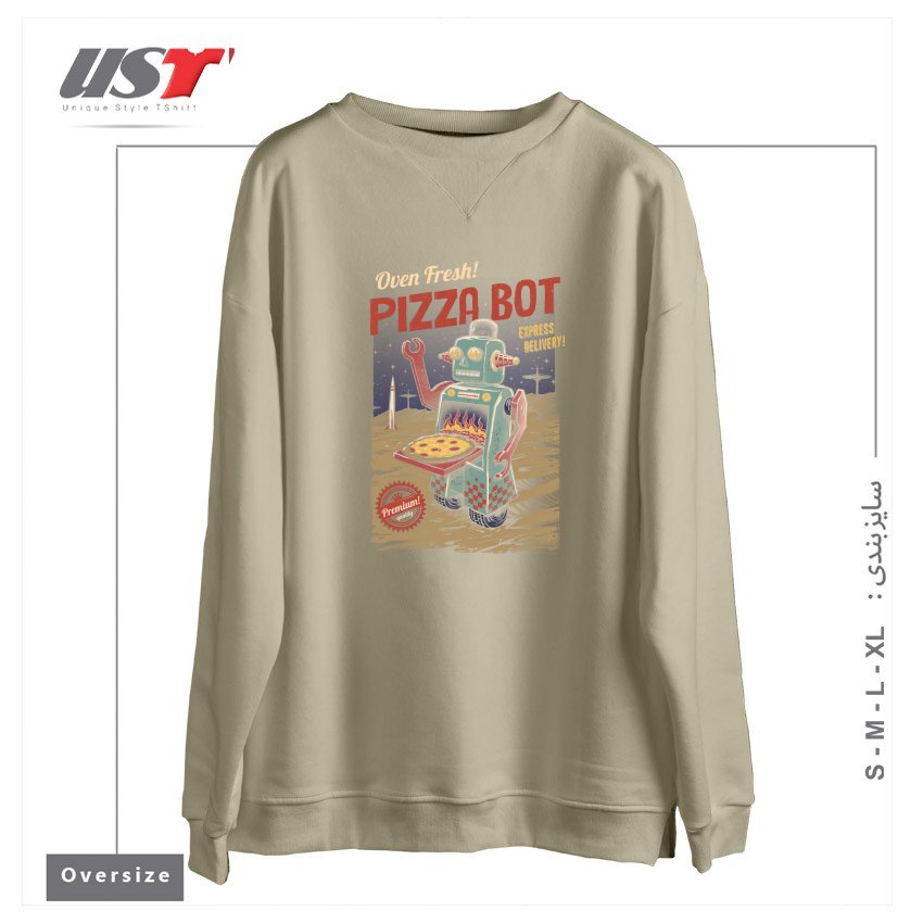 سوییشرت اورسایز طرح PIZZA BOT