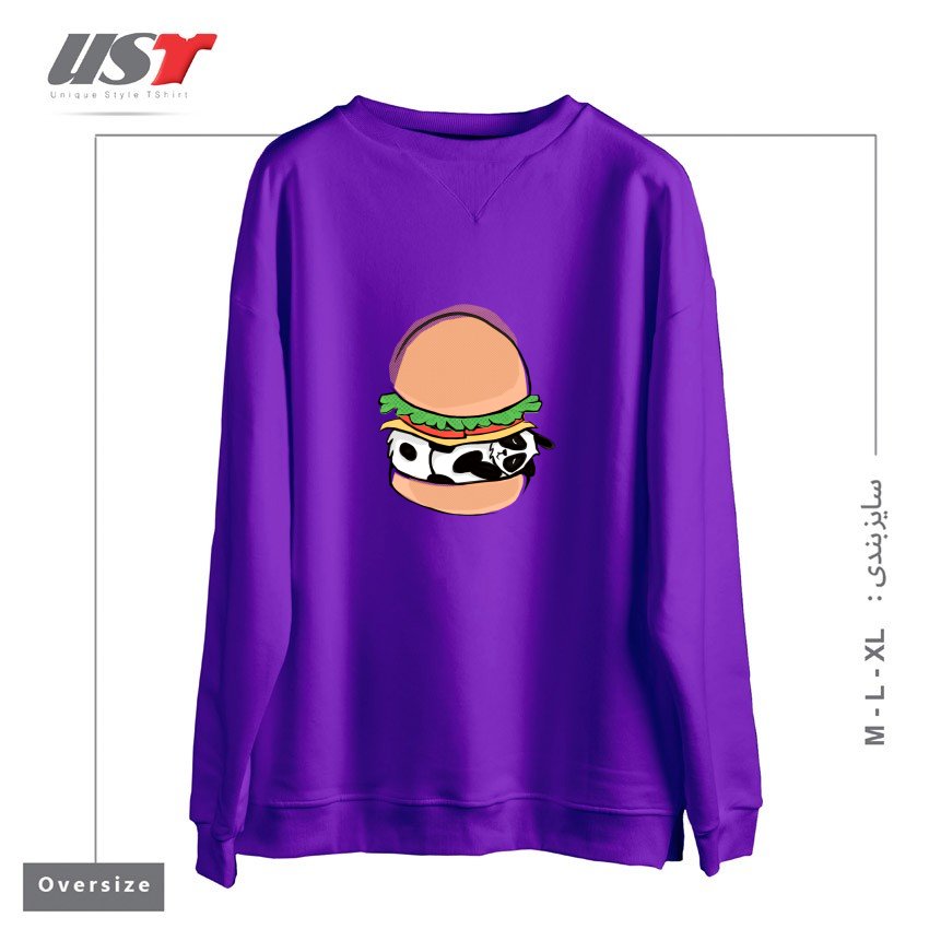 طرح PANDA BURGER سوییشرت اورسایزرنگ بنفش