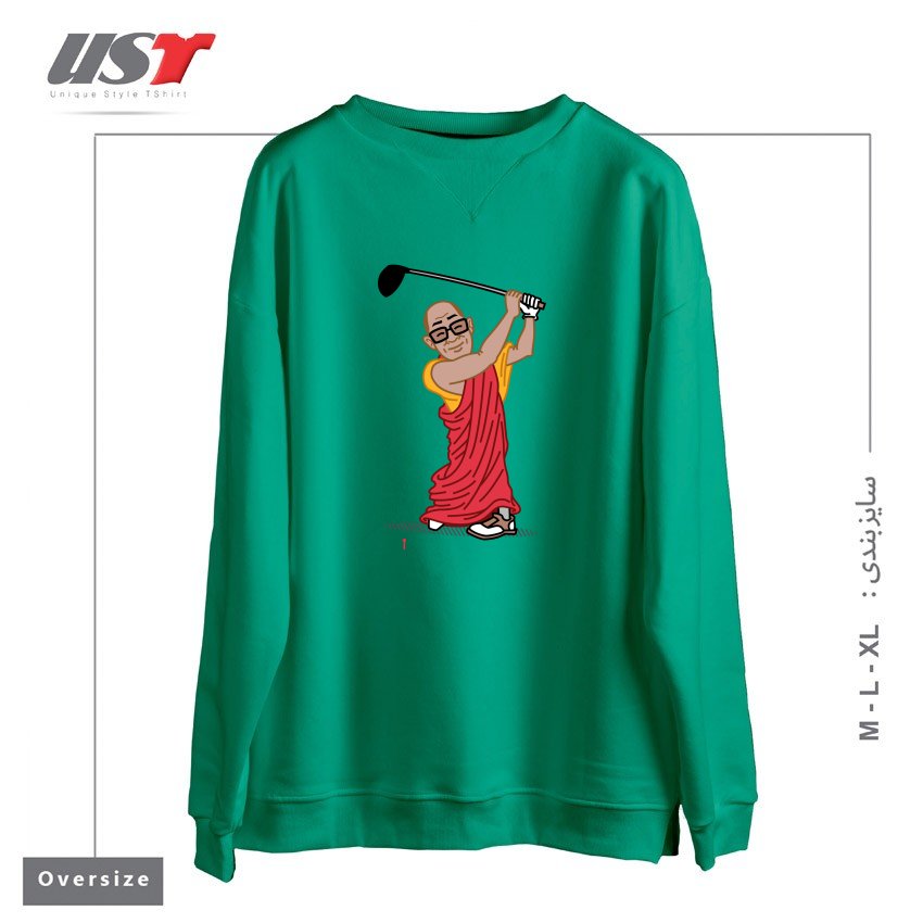 طرح BIG HITTER سوییشرت اورسایزرنگ سبز سدری
