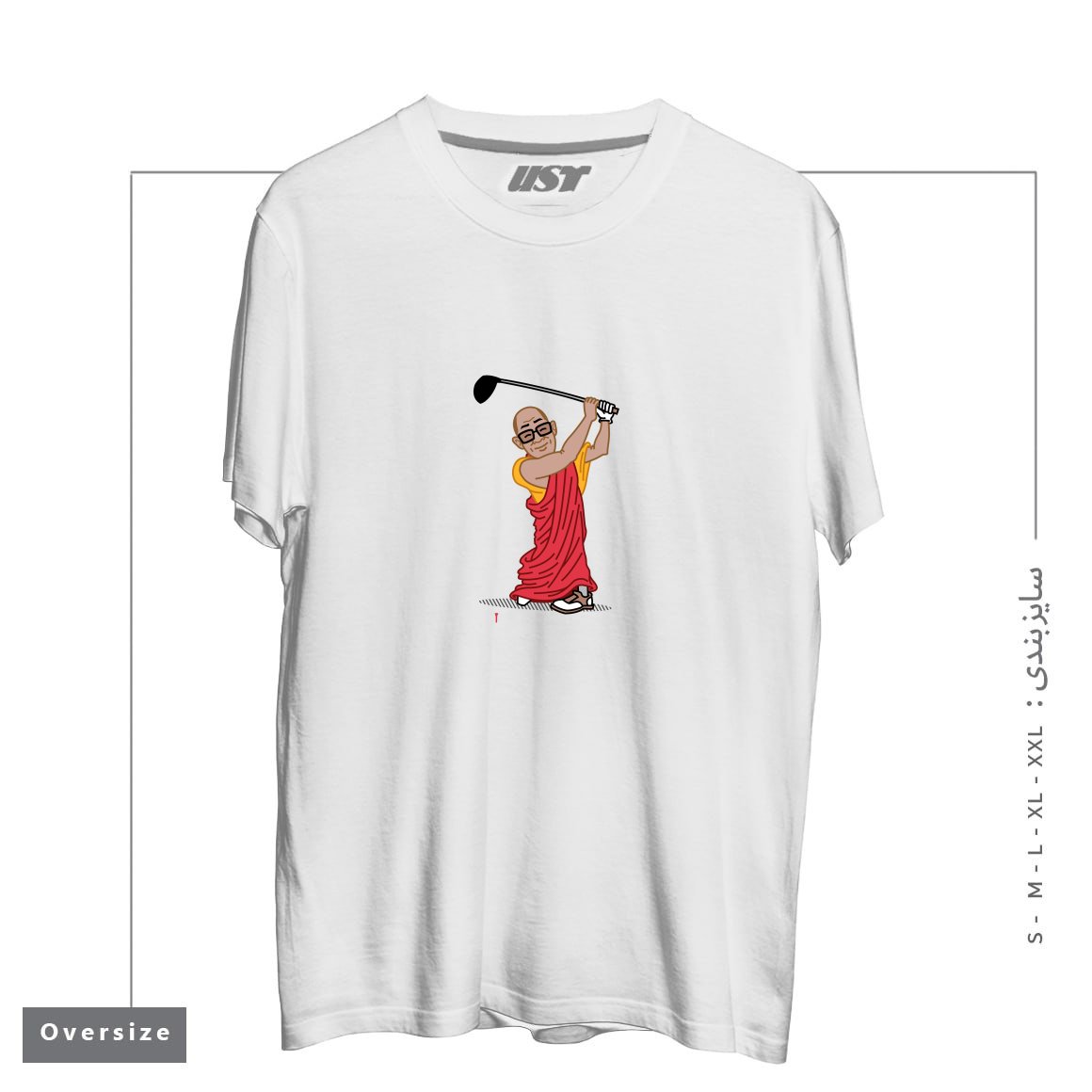طرح BIG HITTER تیشرت اورسایزرنگ سفید