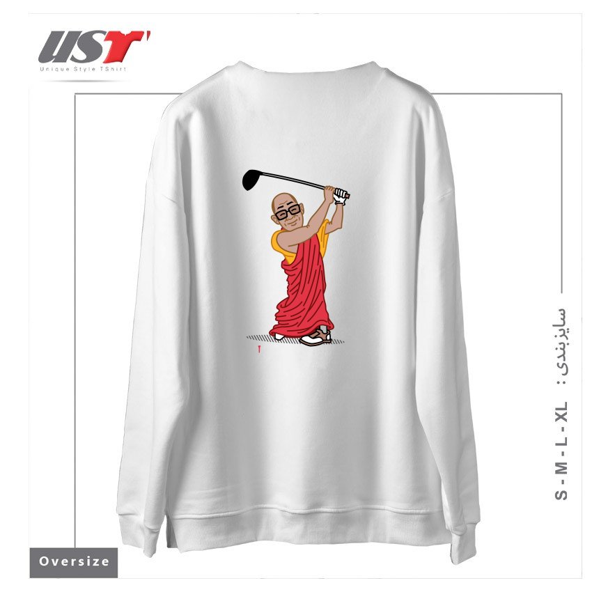طرح BIG HITTER سوییشرت اورسایزرنگ سفید