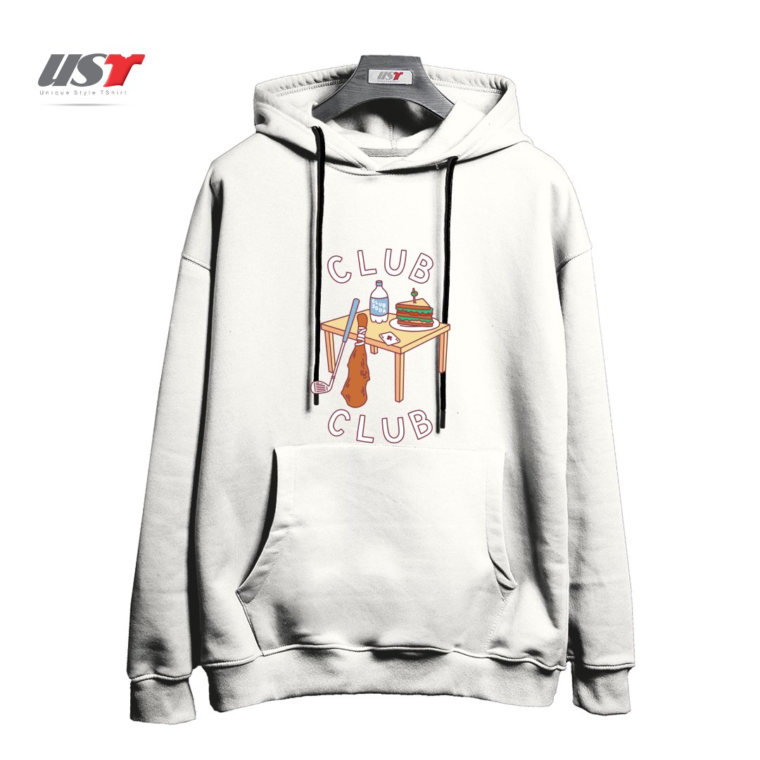 طرح CLUB CLUB هودی اورسایزرنگ سفید