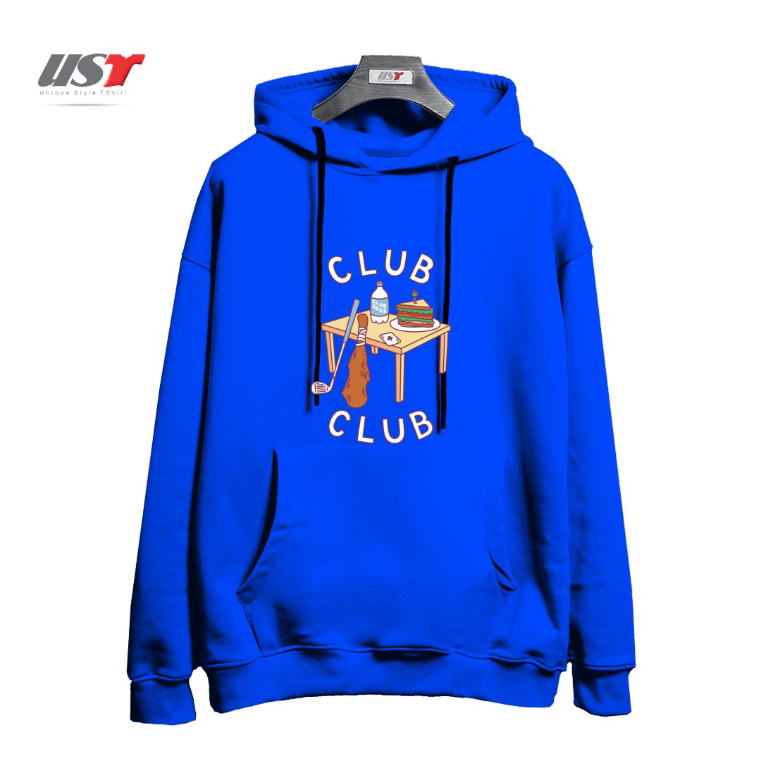 طرح CLUB CLUB هودی اورسایزرنگ آبی شالی