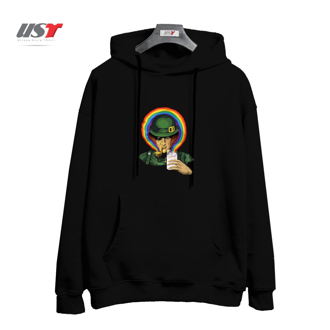 طرح A CLOCKWORK CLOVER هودی اورسایزرنگ مشکی