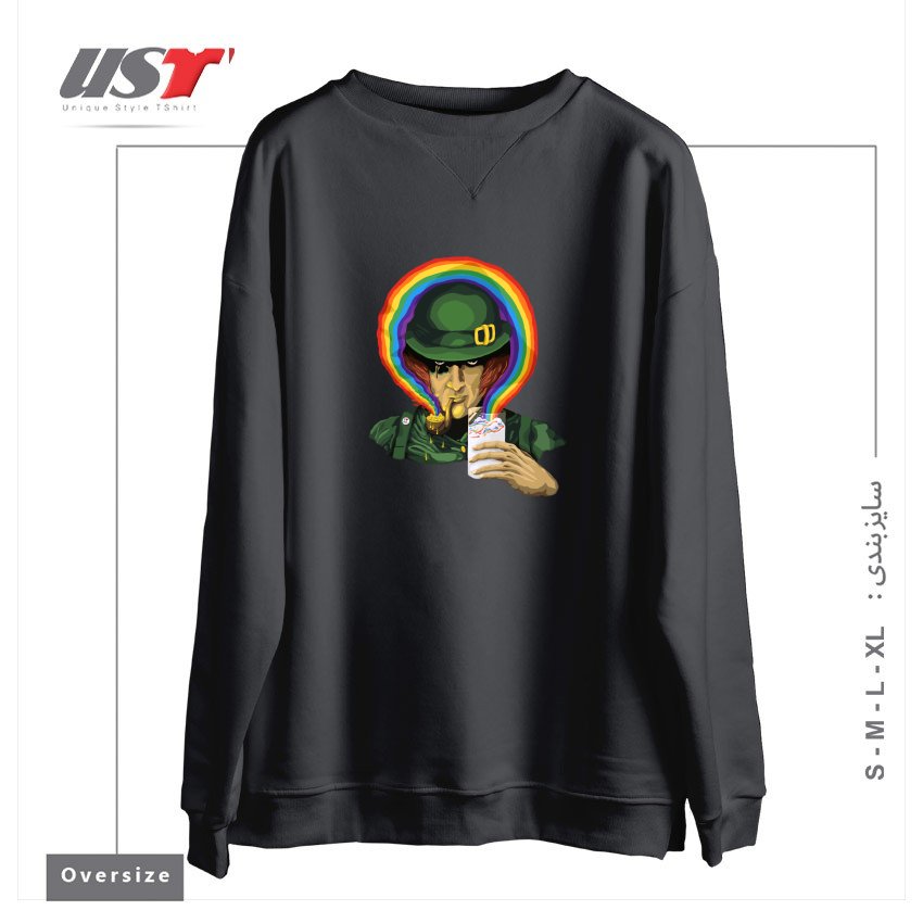 سوییشرت اورسایز طرح A CLOCKWORK CLOVER