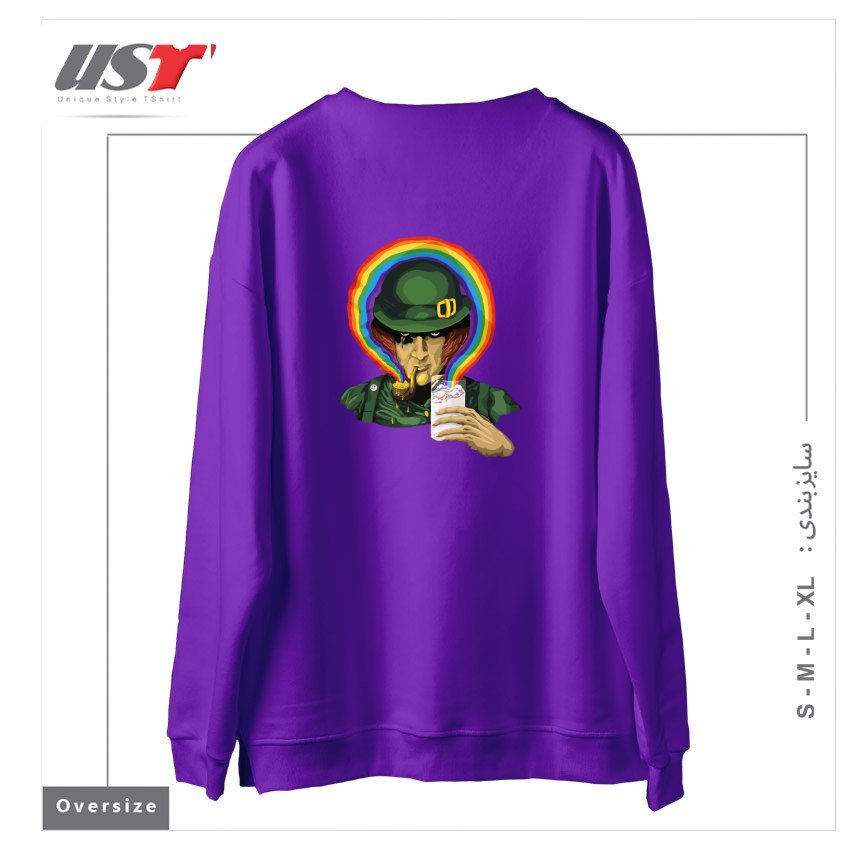 طرح A CLOCKWORK CLOVER سوییشرت اورسایزرنگ بنفش