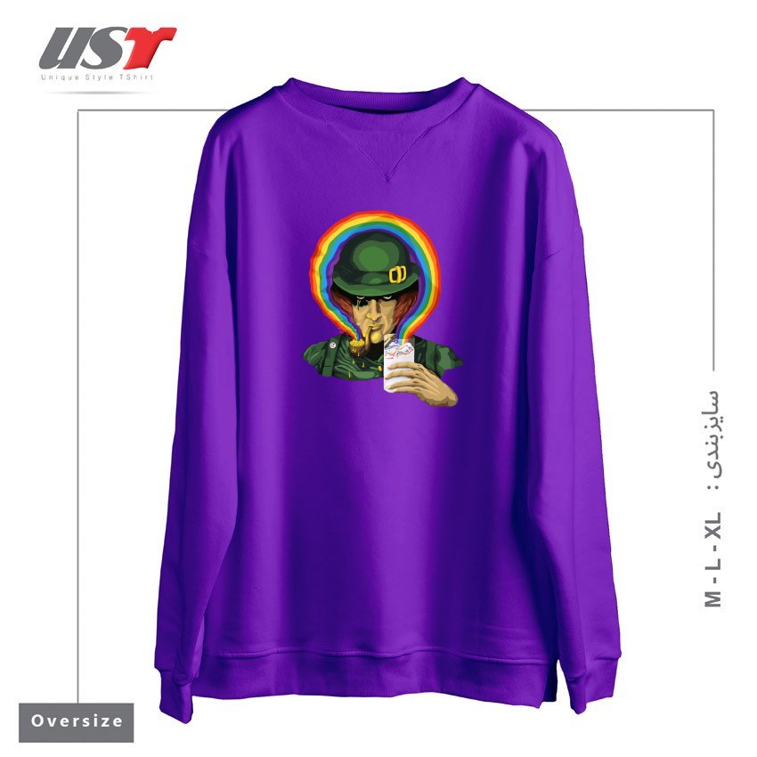 طرح A CLOCKWORK CLOVER سوییشرت اورسایزرنگ بنفش