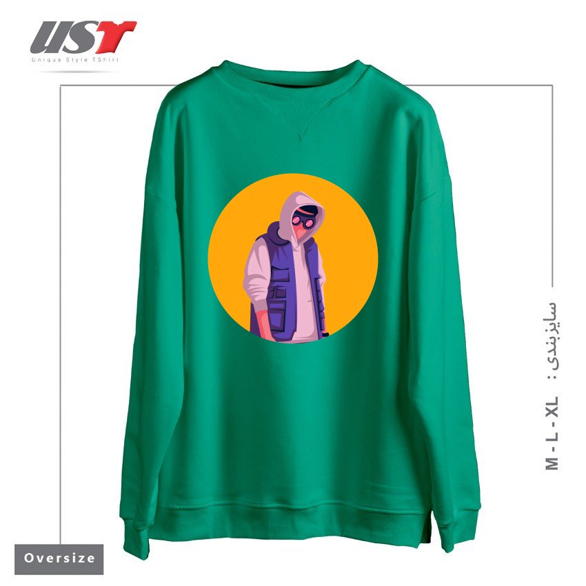 طرح lifestyle سوییشرت اورسایزرنگ سبز سدری