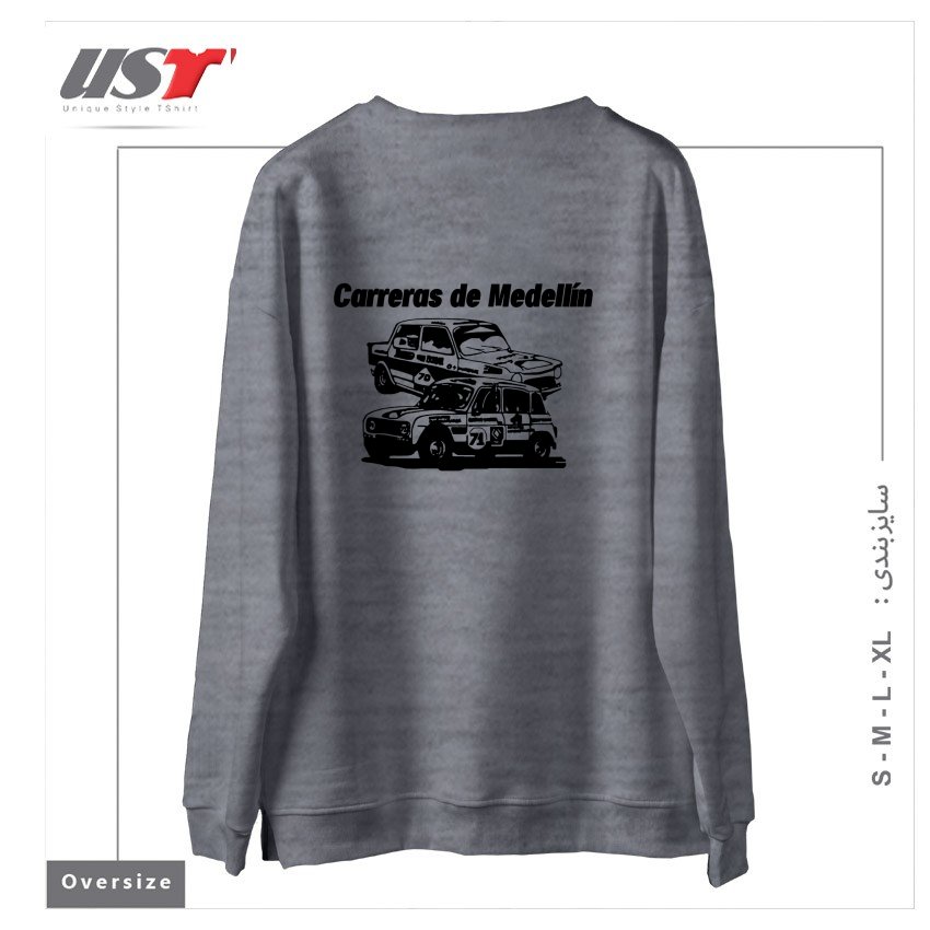 طرح CARRERAS DE MEDELLIN سوییشرت اورسایزرنگ طوسی ملانژ