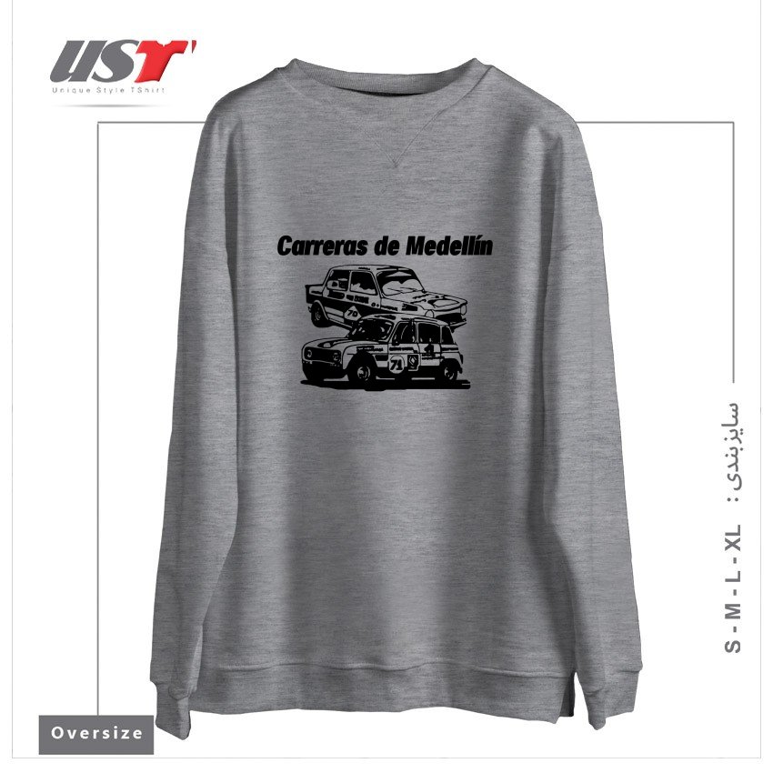 طرح CARRERAS DE MEDELLIN سوییشرت اورسایزرنگ طوسی ملانژ