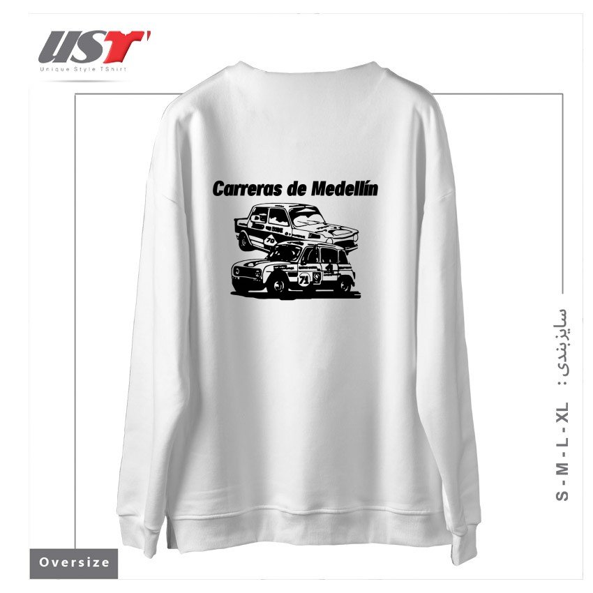 طرح CARRERAS DE MEDELLIN سوییشرت اورسایزرنگ سفید