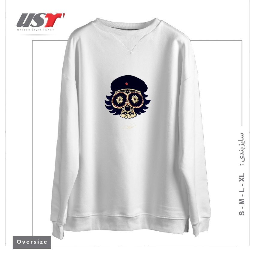 طرح CHE SUGAR SKULL سوییشرت اورسایزرنگ سفید