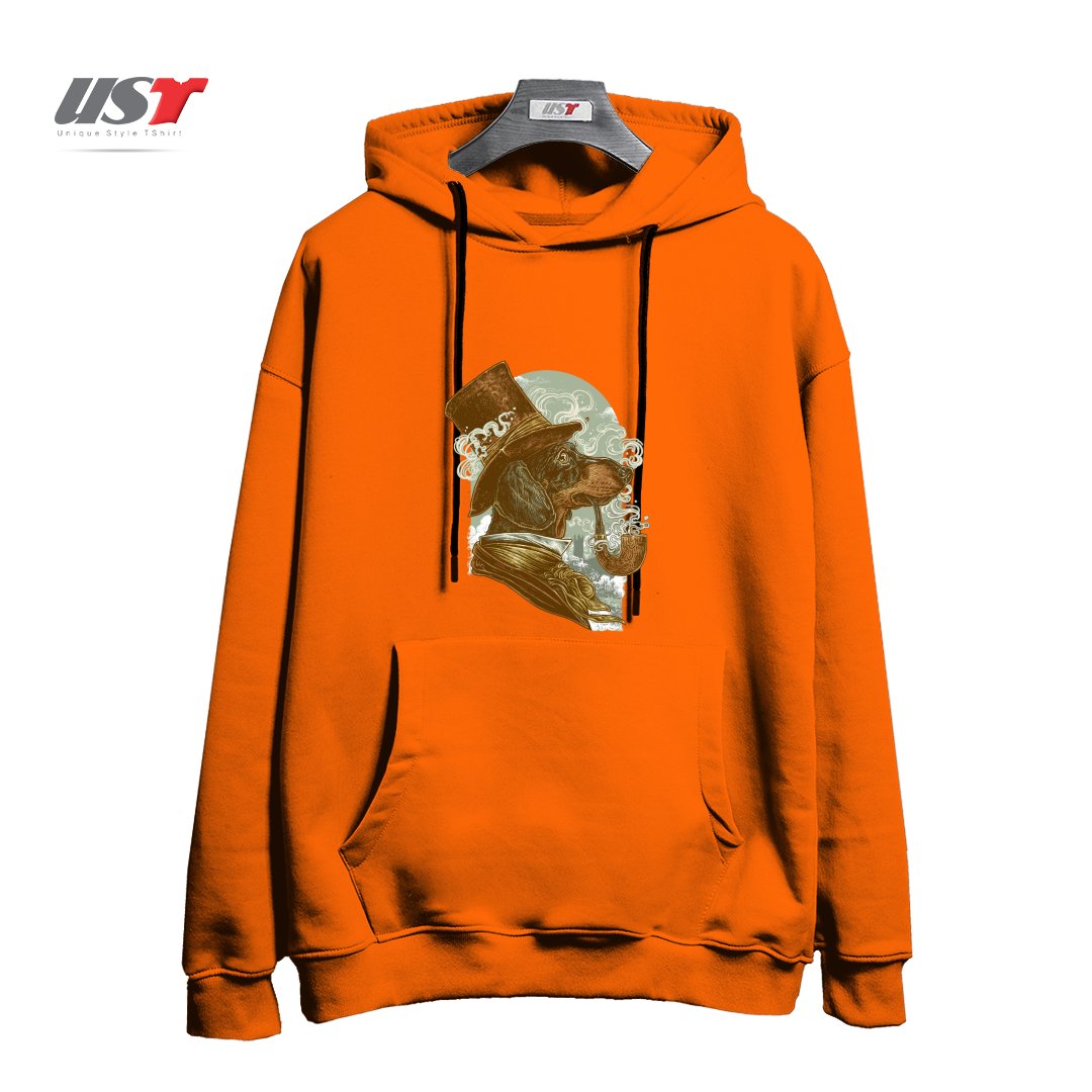 طرح CLASSY DACHSHUND هودی اورسایزرنگ نارنجی