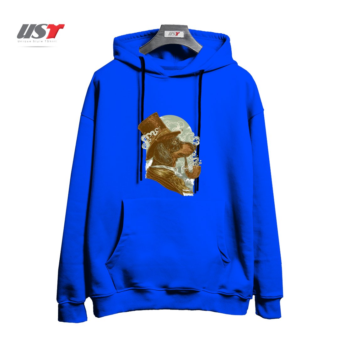 طرح CLASSY DACHSHUND هودی اورسایزرنگ آبی شالی