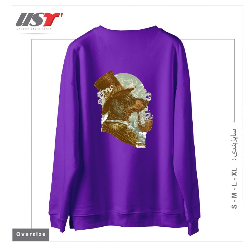 طرح CLASSY DACHSHUND سوییشرت اورسایزرنگ بنفش