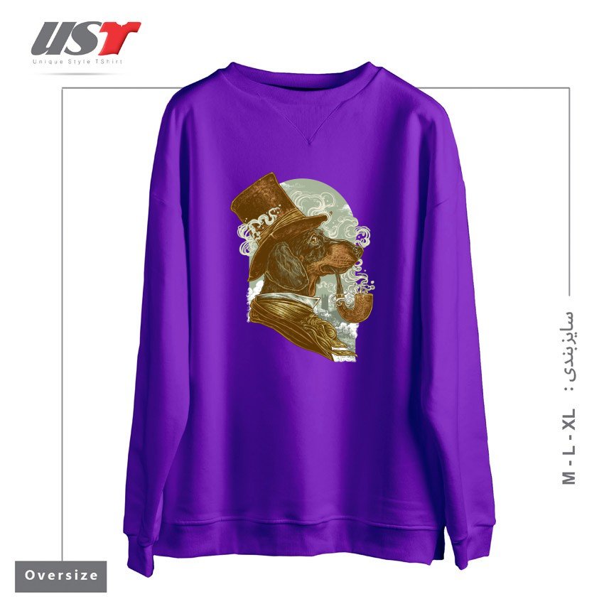 طرح CLASSY DACHSHUND سوییشرت اورسایزرنگ بنفش