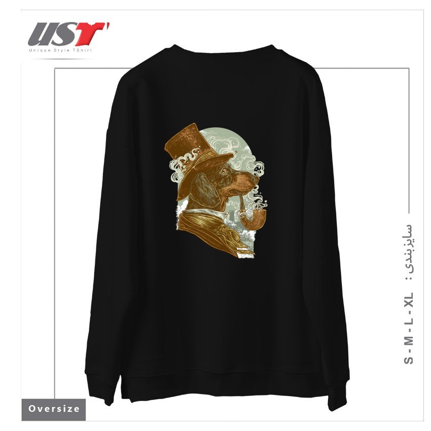 طرح CLASSY DACHSHUND سوییشرت اورسایزرنگ مشکی