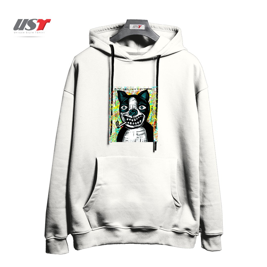 طرح DIRTY DOG2 هودی اورسایزرنگ سفید