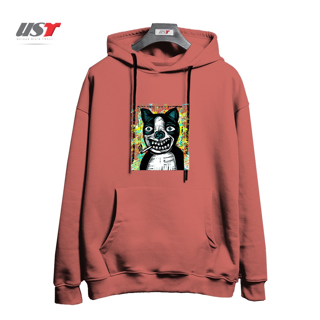 طرح DIRTY DOG2 هودی اورسایزرنگ آجری