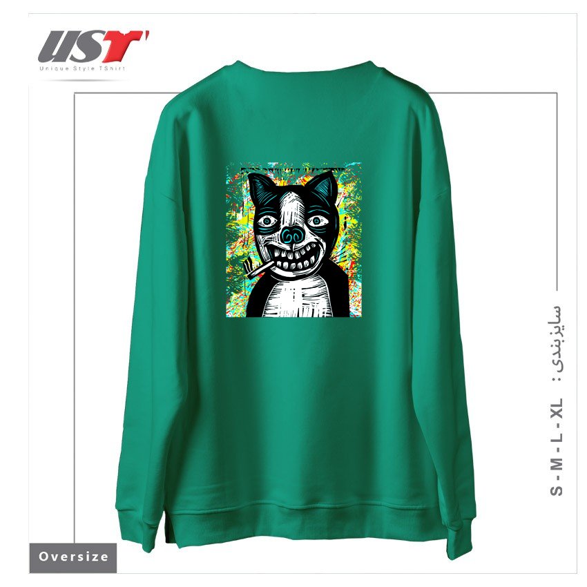 طرح DIRTY DOG2 سوییشرت اورسایزرنگ سبز سدری