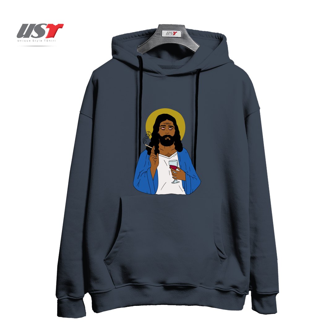 هودی اورسایز طرح EMOTIONALLY EXHAUSTED INTOXICATED JESUS