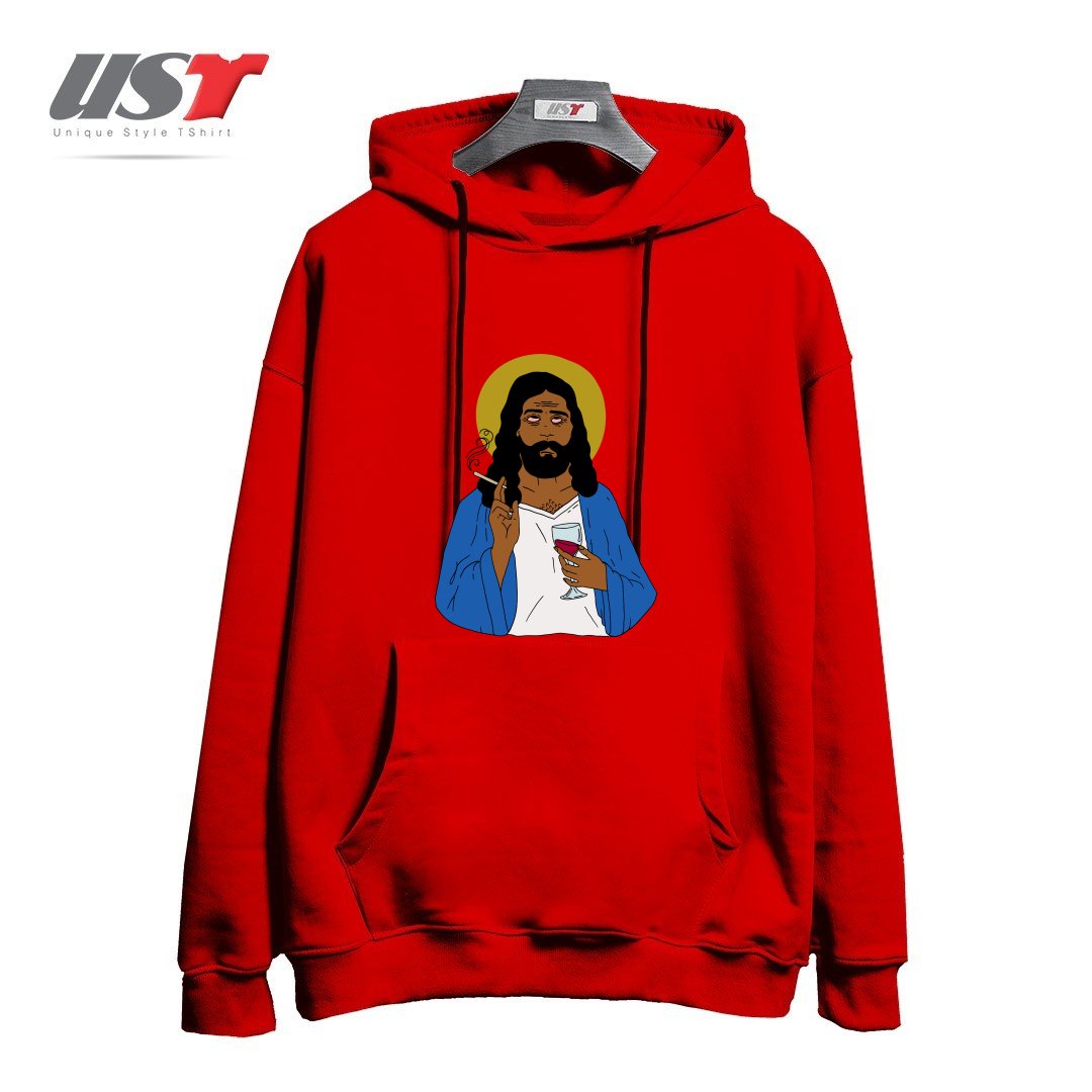 هودی اورسایز طرح EMOTIONALLY EXHAUSTED INTOXICATED JESUS