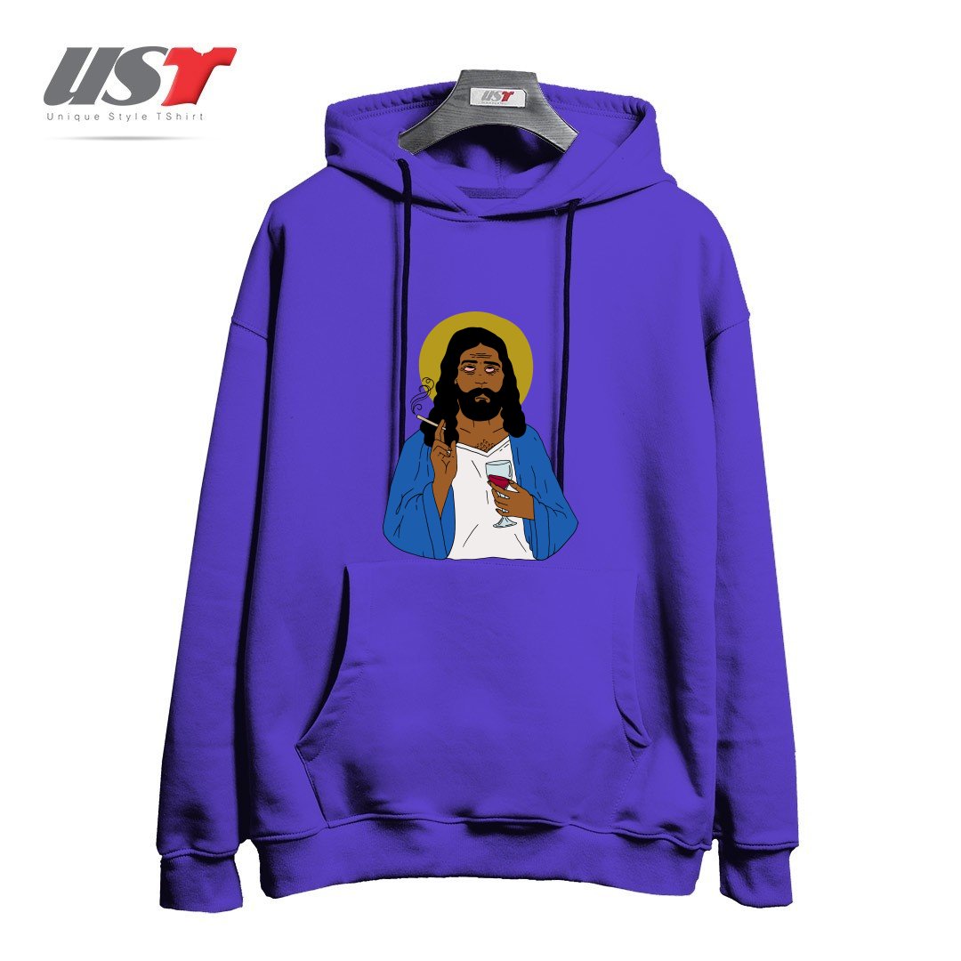 هودی اورسایز طرح EMOTIONALLY EXHAUSTED INTOXICATED JESUS